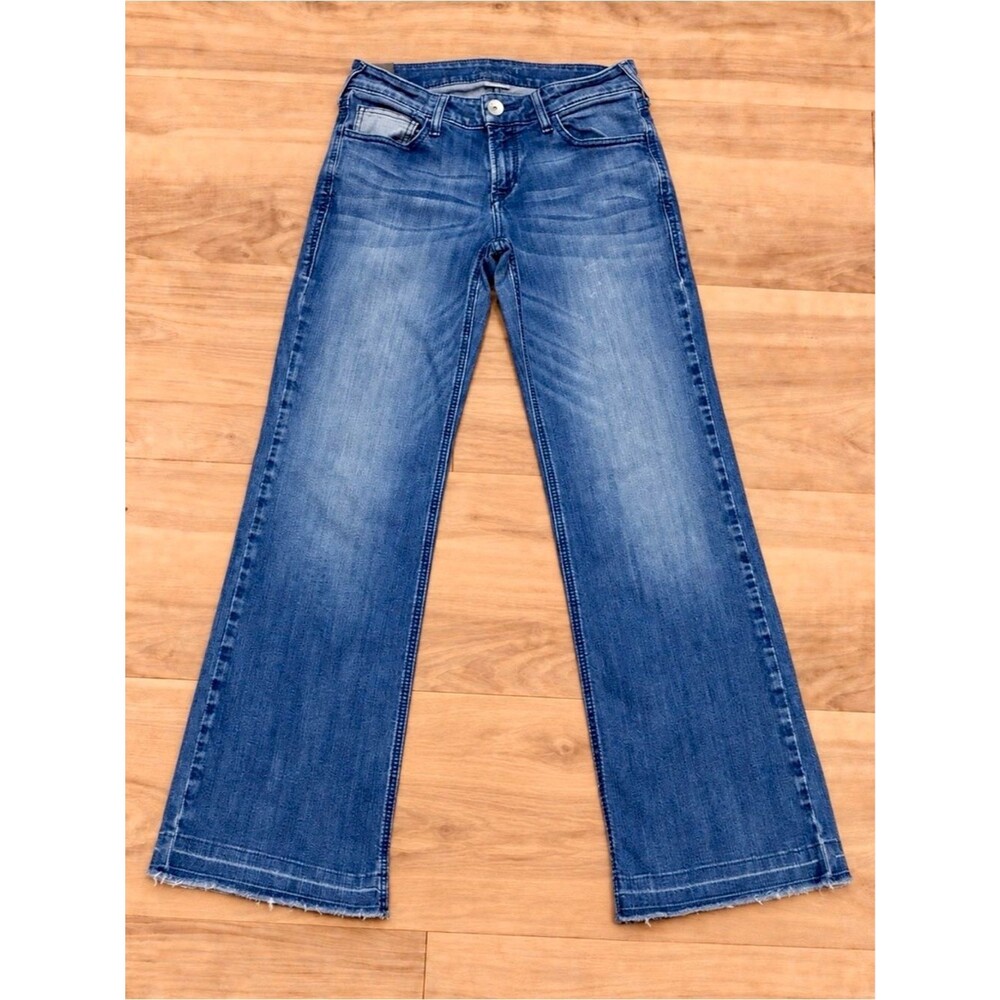 Ariat Denim Trouser Jeans Women’s Size 29x29 Stretch Medium Wash Raw Hem EUC